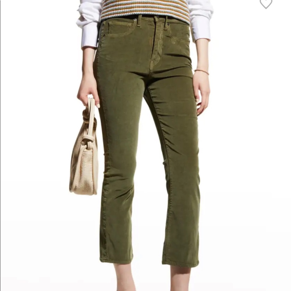Veronica Beard Carly Kick Flare High Rise Jeans in Green